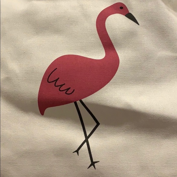 NWT Pink Flamingo Big Canvas Tote Bag with Rope Handle - Picture 2 of 4